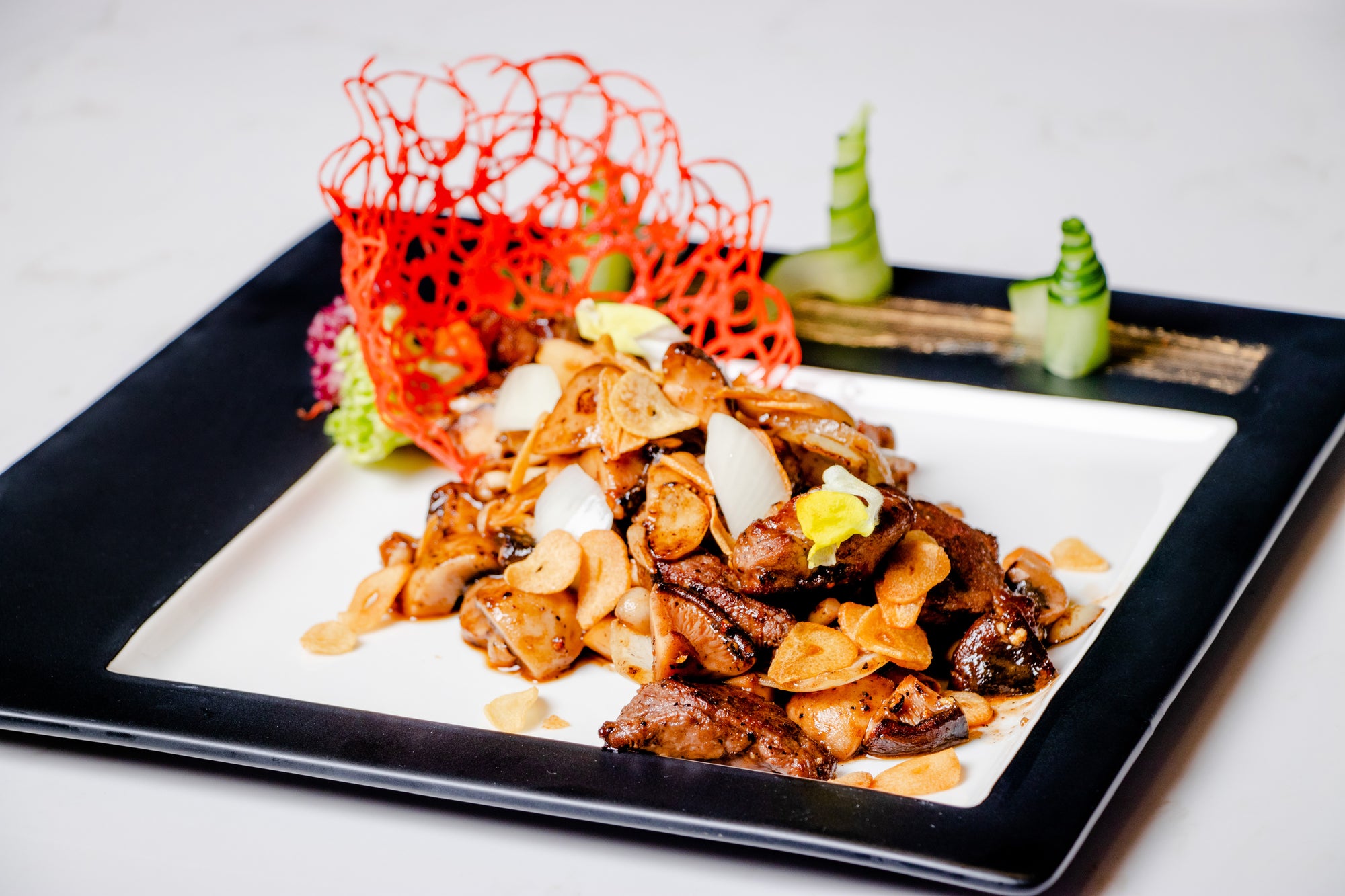 Wok Fried Cubed Beef Tenderloin