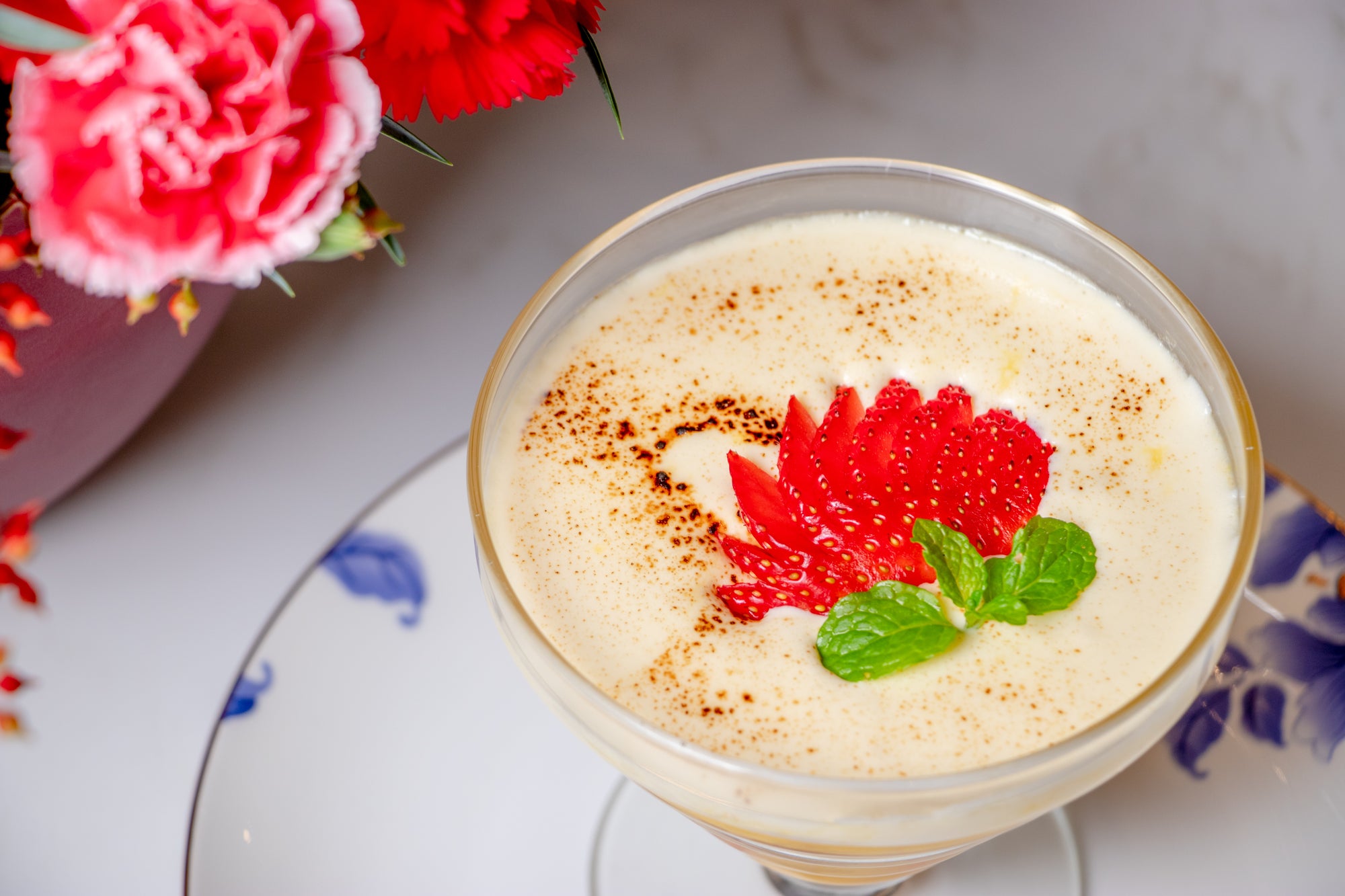 Chilled Mango Purée with Pomelo and Strawberry